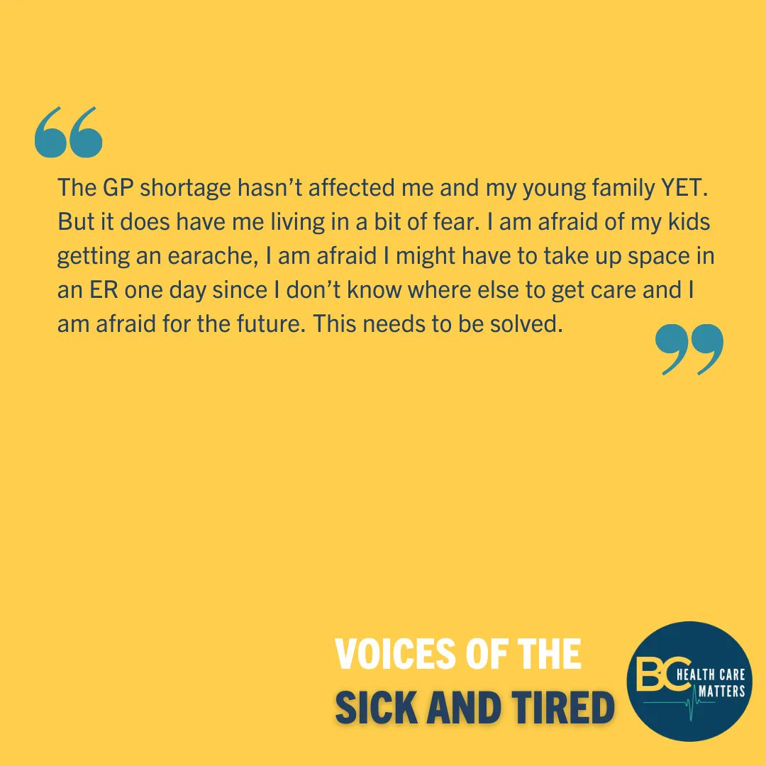 BC_GP_Shortage's tweet photo. Voices of the sick and tired. Residents of BC are sharing their stories and struggles dealing with the health care crisis and lack of family doctors in the province.
#VoicesOfTheSickAndTired #BCHealthCareMatters #BCHealthCareCrisis #GPShortage #EveryoneDeservesAFamilyDoctor https://t.co/KpjCI7AH0g