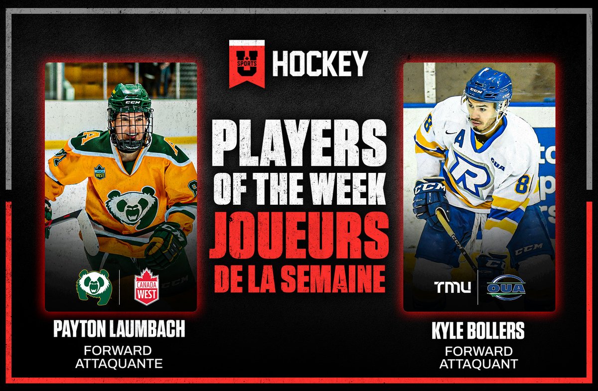 🏒Alberta’s Laumbach and TMU's Bollers named U SPORTS Hockey players of the week 🏒Laumbach de @BearsandPandas et Bollers de @tmubold nommés joueurs de la semaine du hockey de U SPORTS @OUAsport | @CanadaWest EN🔗bit.ly/3Ue89k2 FR🔗bit.ly/3UhVjkA