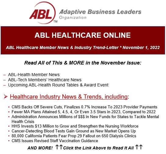 Catch up on the latest #healthcare trends and more! **CLICK HERE: lnkd.in/g7acs2M **
#healthcaretrends #healthcareleaders #healthcareinnovations #healthcarenews #ceoinsights #ceomindset #ablorganization #roundtables