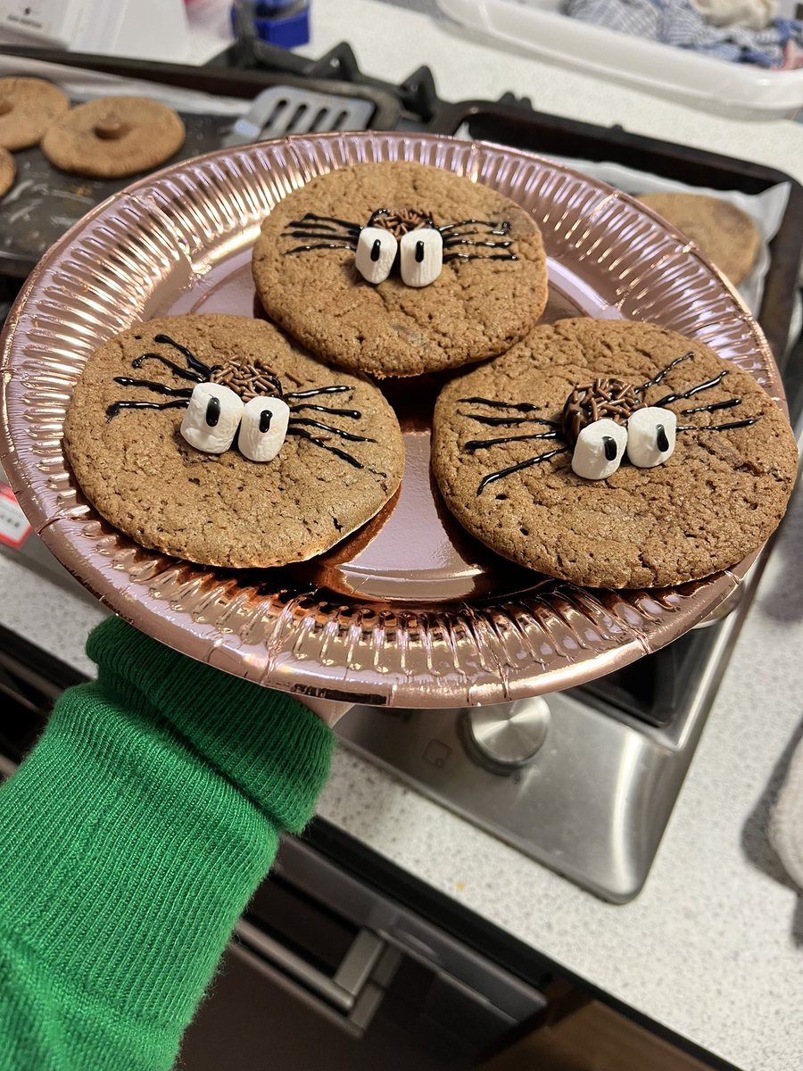 MissStewartHE's tweet photo. What an amazing senior REHIS class I had today! Late Halloween Spider Rolo Cookies 🍪🕷 the pupils loved making these Nutella filled spooky goodies. 
Our focus of good hygienic practices has paid off! #REHIS #foodhygiene  #proudteacher #baking #bakeoff #education #homeeconomics https://t.co/jtPnzceq1T