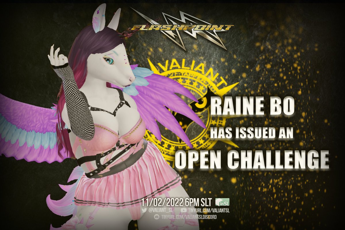 When our lovely alicorn <a href="/TheRaineBo/">Raine Bo</a> issues an open challenge, you gotta love the anticipation of who's going to come out and answer it! 

Find out tonight at 6 PM SLT!