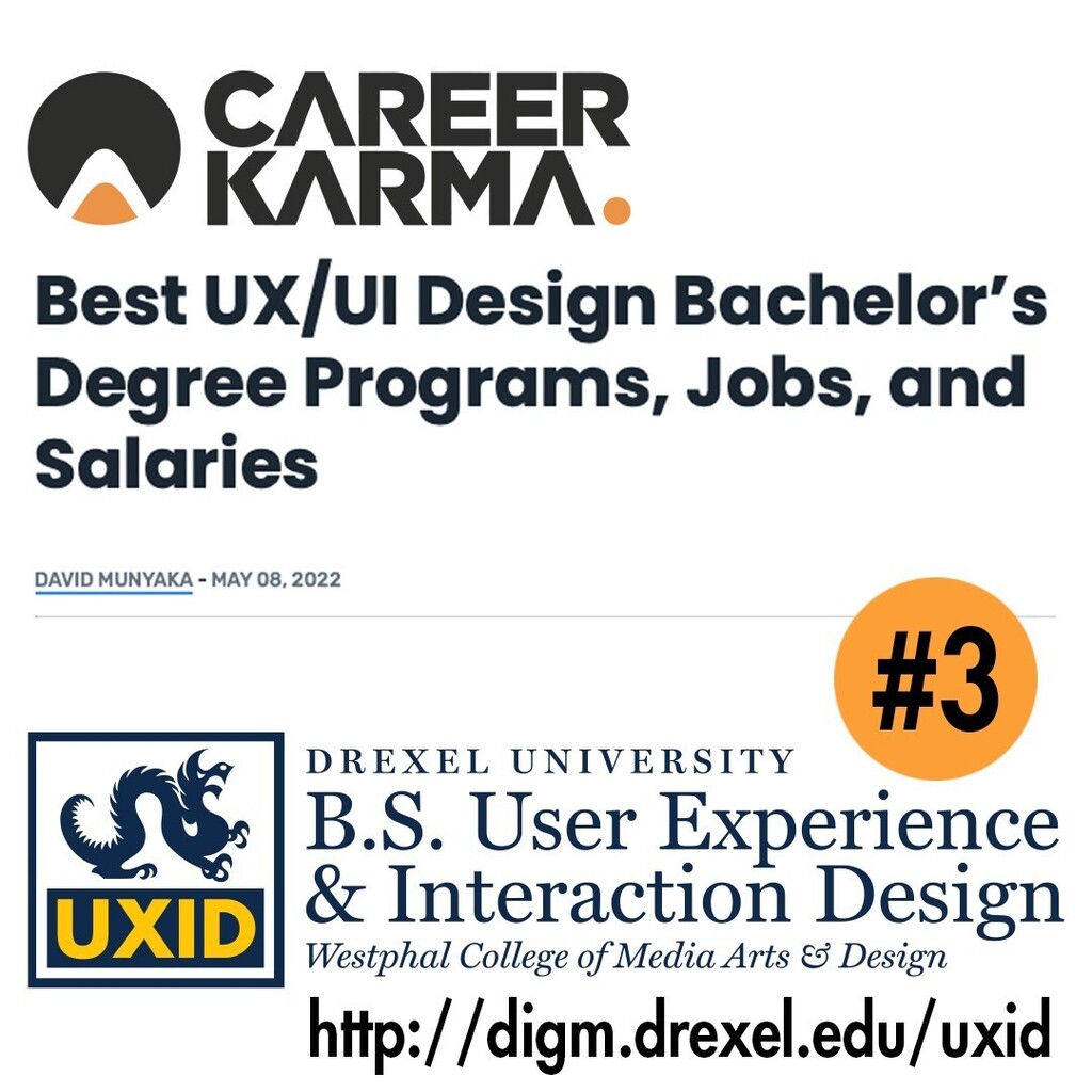 Just found out that <a href="/drexelwestphal/">Drexel Westphal</a>'s #UXID program is ranked #3

#ui #uiux #ux #uxd #ixd #dev #uidesign #uxdesign #uxresearch #design #userinterface #interactiondesign #userinterfacedesign #appdesign #userexperience #uiuxdesign #uidesigner #interface #uxdesigner #uxui #user…