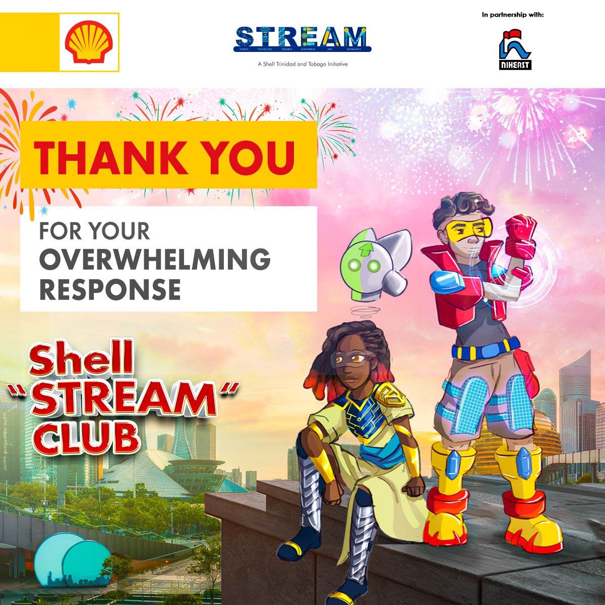 NIHERST's tweet photo. We are now Oversubscribed, thanks to you.... however, we look forward to our surplus and returning students joining us for the 1st exciting installment for 2023 as our Heroes Journey continues in STREAM education 

#Shell

#ShellSTREAMclubs
#Poweringprogress
#shellcommunity https://t.co/OmyhHKzexv