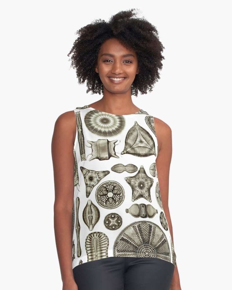 ScientistSnap's tweet photo. I recently sold a sleeveless top on @redbubble of my Ernst Haeckel diatoms in vintage brown. 
.
.
#ernsthaeckel #haeckel #diatoms #diatom #diatomea #scientificillustration #science #marinebiology #plankton #algae #microscopic #scienceart #marinelife #sea… https://t.co/4viHDaf7eb https://t.co/j8DVlcQRre