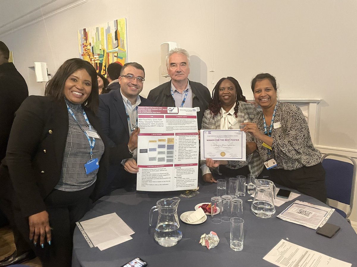 spiteri_anna's tweet photo. ⭐️Congratulations to the Barnet Division Crisis Resolution and Home Treatment Team ⭐️ Winners of best poster for #TeamBEH at the @BEHMHTNHS @CI_NHS #PartnershipQI2022 event today https://t.co/8UjrWVBMeR