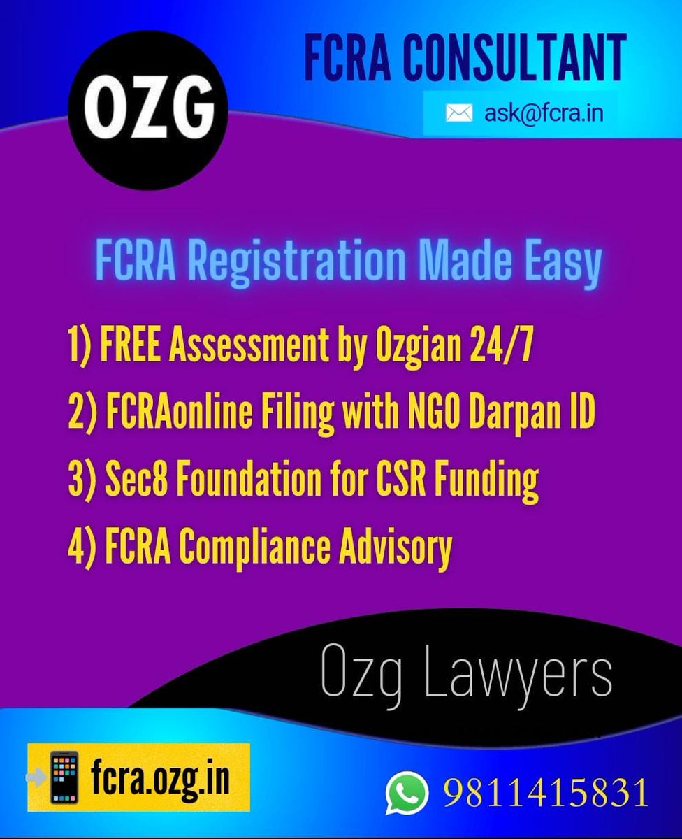 OzgLawKolkata's tweet photo. โก #NGO Package -
โ
#Sec8Co
โ
#FCRA
โ
#CSRfund
โ
#35AC
๐ #Ozgian
โ 98-114-15831
Email ๐ฒ ask@fcra.in
#OzgLaw #Fundraising #FcraRegistration #NGORegistration #FCRAcompliance #35AcRegistration #CyberSec #CSRconsultant #NGOconsultant #OzgLawyers #CSRfunding #FcraConsultant https://t.co/nOIplL5ulT
