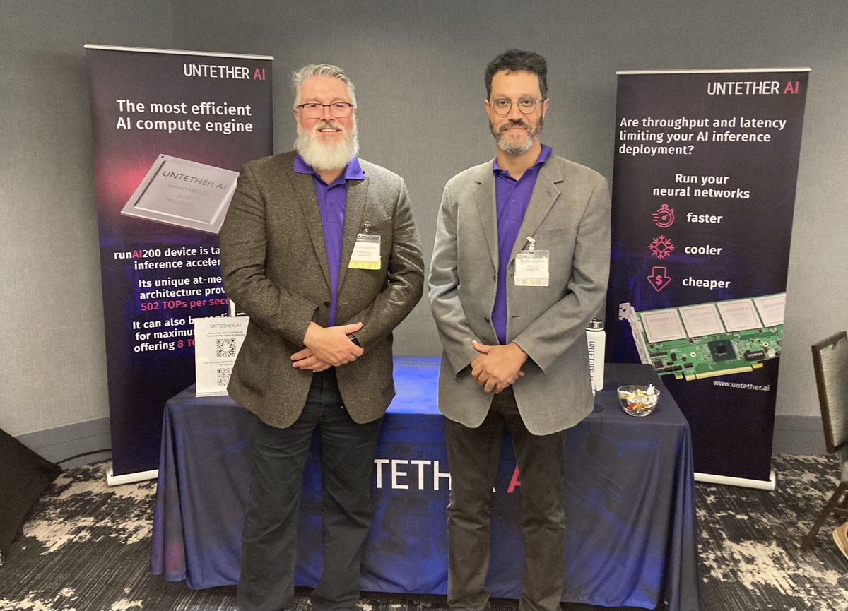 UntetherAI's tweet photo. Thanks for joining us yesterday at @techinsightsinc Linley Fall Processor Conference 2022! #processor22

Didn't get a chance to chat with us? You can still reach us at info@untether.ai or by filling out our contact form (https://t.co/uCqYkCYPa1) to ask questions/setup a meeting. https://t.co/oqJlT1blHx