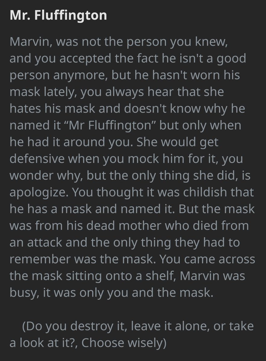 {Thought I'd do something about the mask and add drama, open roleplay}