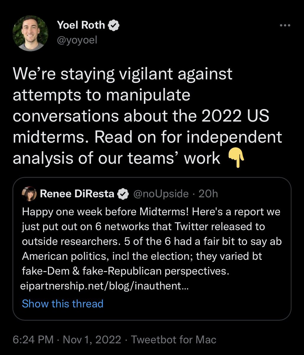 Cernovich's tweet photo. @elonmusk Why is someone connected to a “false flag operation” (their words) at New Knowledge during the 2018 midterms anywhere near election integrity people at Twitter? 

All of this was documented. It’s not a matter of opinion.

They bot Russian bots to follow a Republican candidate. https://t.co/zpoDMfb9jk