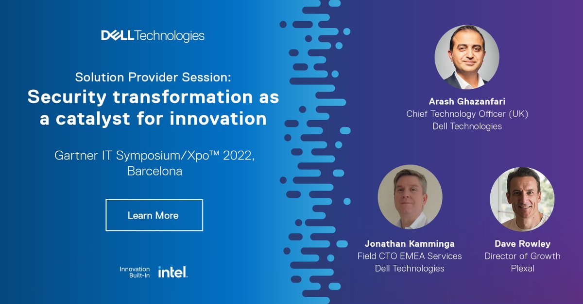 spencerralph's tweet photo. Coming to #GartnerSym? Join #DellTech’s Arash Ghazanfari, Jonathan Kamminga  &amp; #Plexal's Dave Rowley on 8 Nov. at 13:45 to learn best practices in #cybersecurity posture transformation. Book a meeting: https://t.co/U3ICqbYwDh #ConnectedCIO #work4dell https://t.co/O8ZTbzsyE2