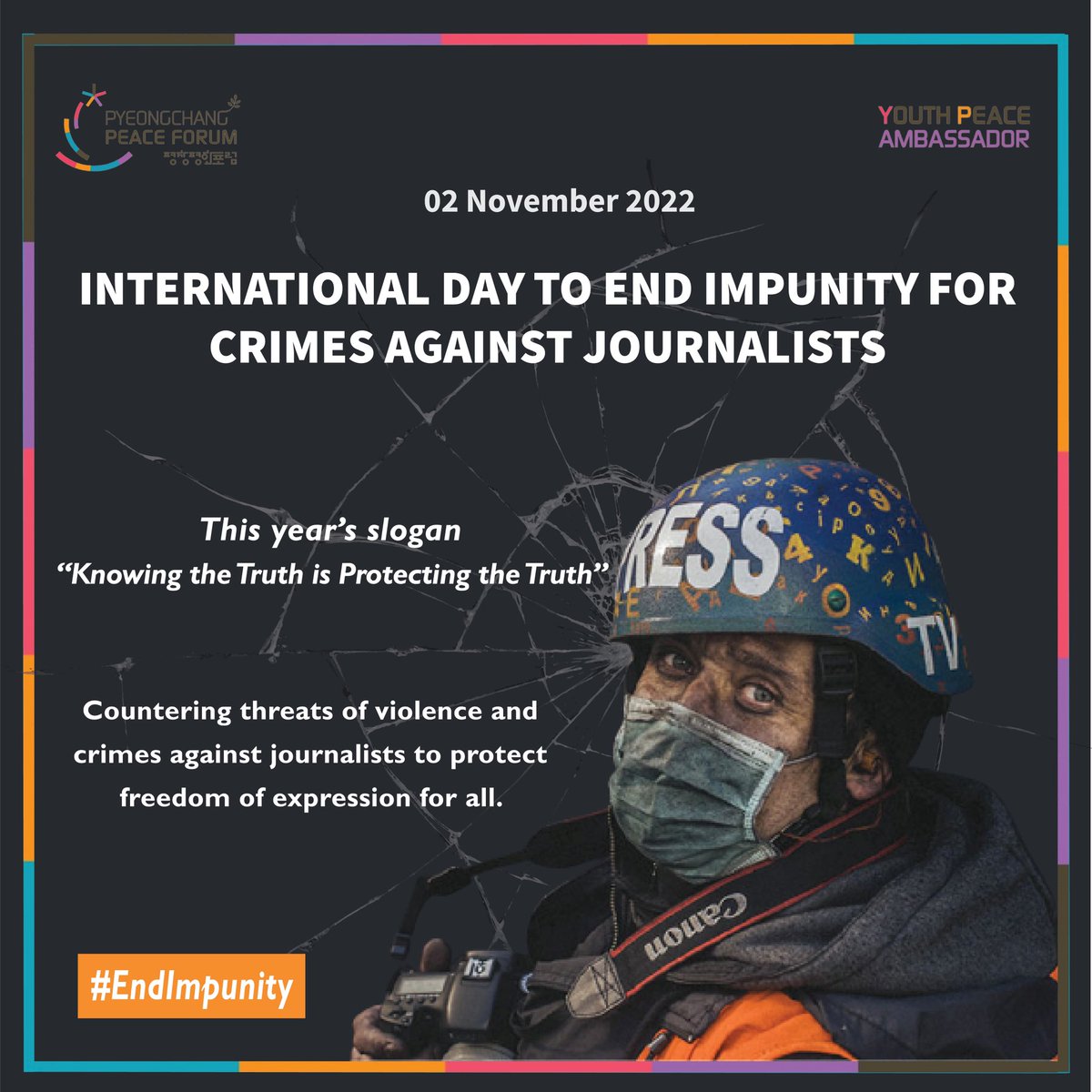 📷🎤
Ending #impunity for crimes against #journalists is one of the most pressing issues to guarantee freedom of expression and access to information for all citizens.
Find more on: un.org/en/observances…

#TruthNeverDies  #EndImpunity #CrimesAgainstHumanity #SDGs #peace  #ypa