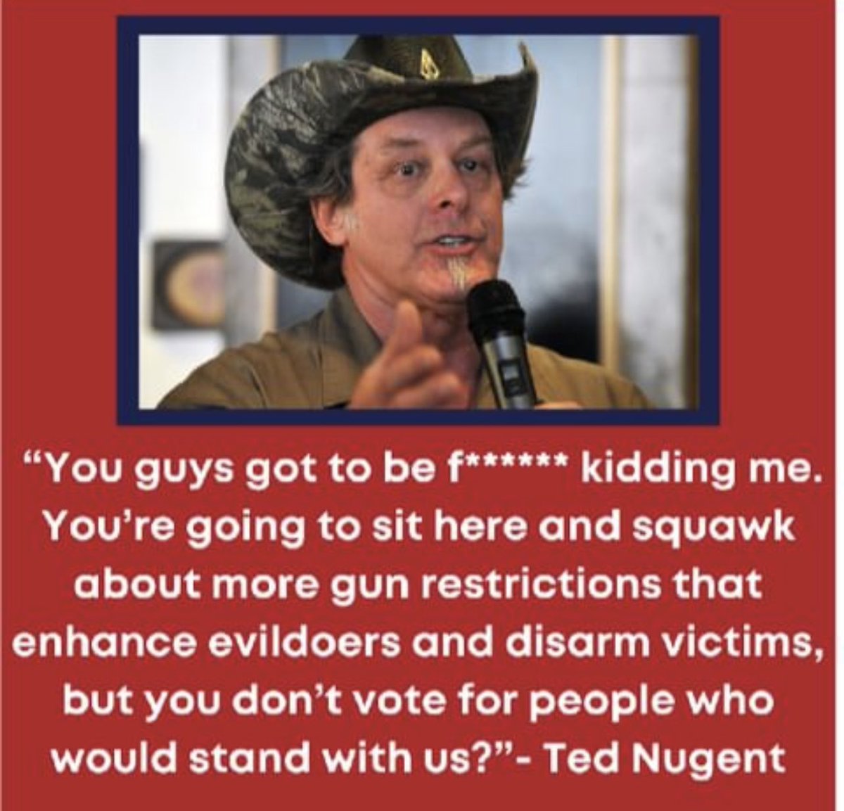 HuntTheVote's tweet photo. Does your vote really matter? Of course it does, but don’t take our word for it. Check out Uncle @TedNugent’s interview with the Washington Examiner to find out what’s at stake in this election. 
https://t.co/yxbBiI1N6k https://t.co/ZxBS9J2x97