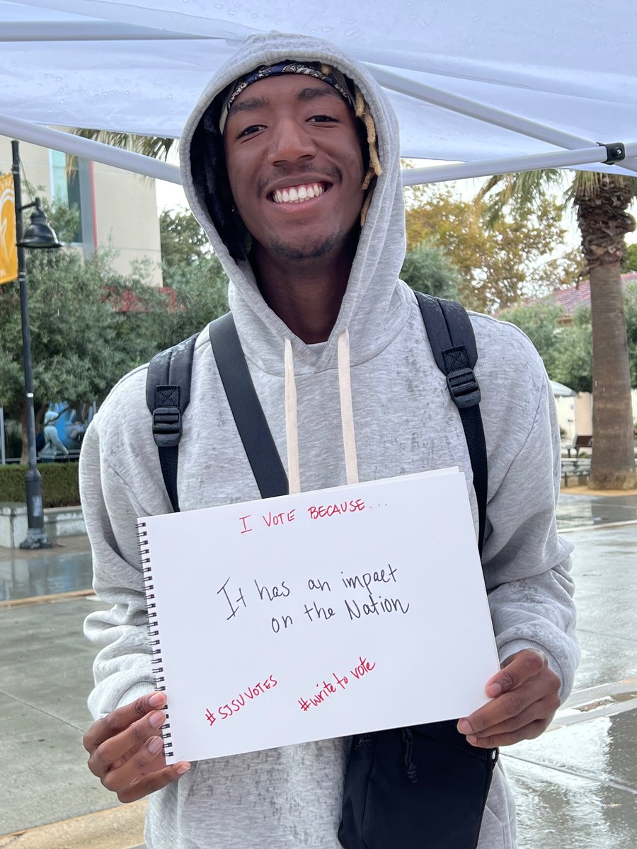 SJSUvotes's tweet image. Spartans, why are you voting? @sjsu #sjsuvotes #WriteToVote @SLSVCoalition