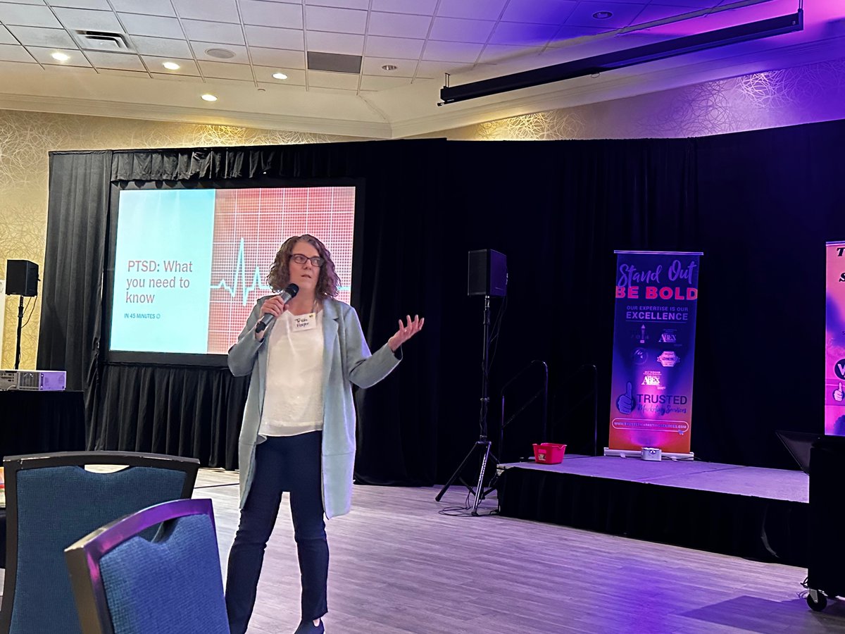 TacklingTrauma's tweet photo. The breakouts have begun after a delicious lunch ( sponsored by Saskatchewan Indian Gaming Authority ) - Trish Harper is sharing her expertise on PTSD. 

https://t.co/zneMHiAsjJ
#PTSD #YXE #trauma # https://t.co/MCQEVeNvkR