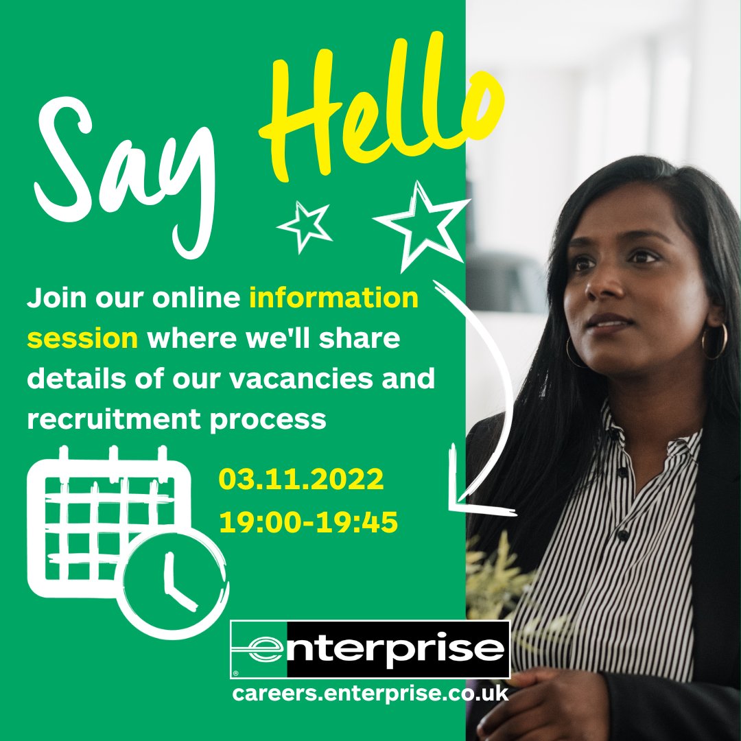 What better way to find out more about what it’s like to work at Enterprise than from our own employees? If you’re thinking about applying for our #Graduate Programme join us at our next drop-in session. 

Register now: erac.jobs/3ug0whs 

#gradjobs #careers #hiringnow