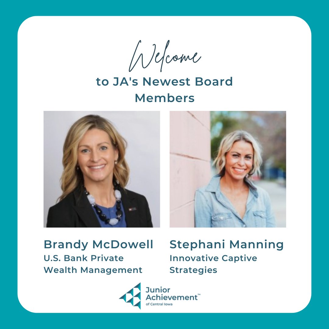 Extending a warm welcome to the two newest board members at JA of Central Iowa! Thank you for helping us empower the students of Central Iowa. #makingadifference