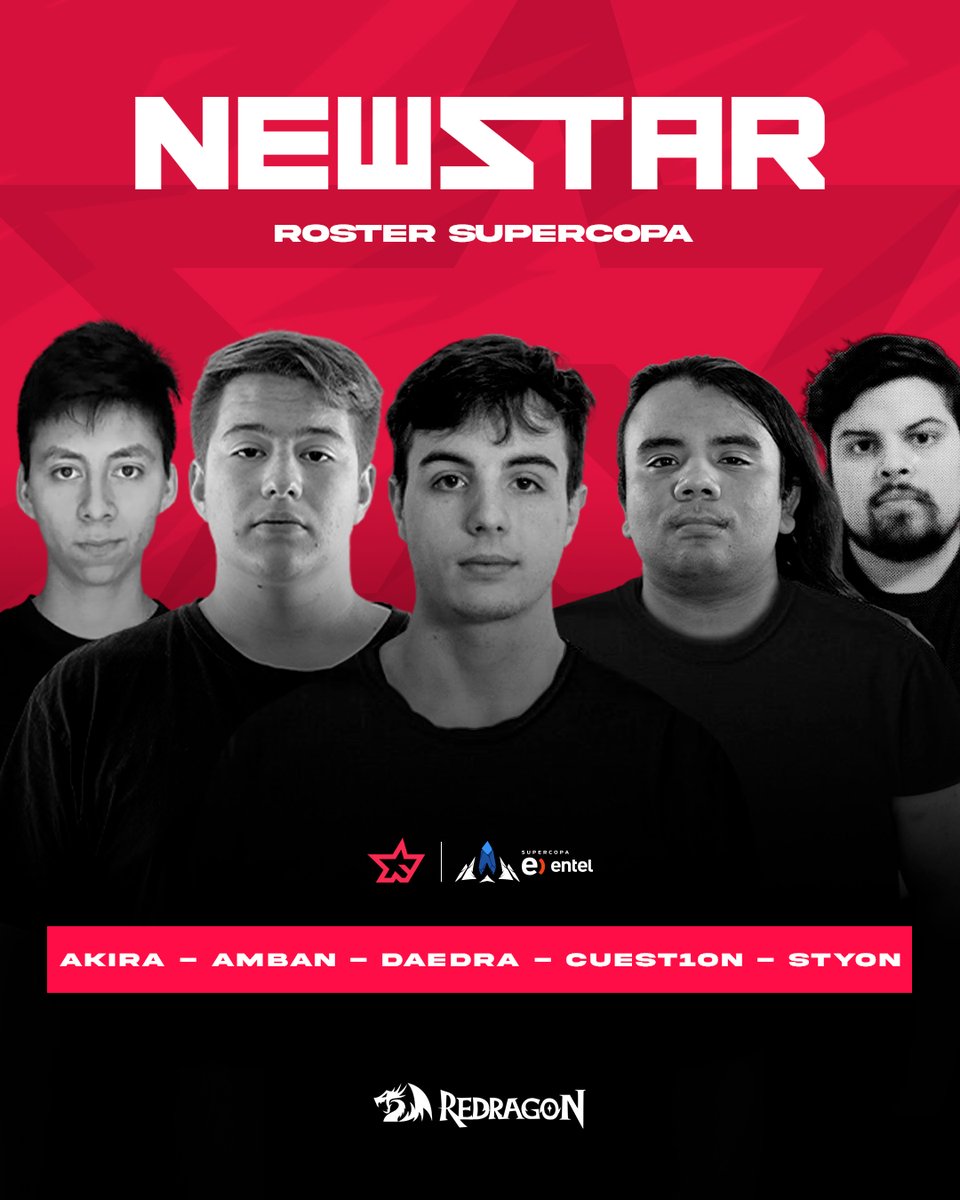 newstargg's tweet photo. #LOL | PRESENTACIÓN DE ROSTER
Las buenas noticias no paran🚀, este es el equipo que nos representara durante la #SupercopaEntel🏆🇨🇱:
🏋️♂️@AkiraaLoL
🌲@ambanlol
🧙@Daedralol
🔫@cuest1on
🛡@Styon96
🧑💼@Lion_Oficial
SUPLENTES
🕵️♂️ @juncito_tendo
🕵️♂️ @GriggioValen
#LaEstrella⭐️💖 https://t.co/HBnrm9EOn7