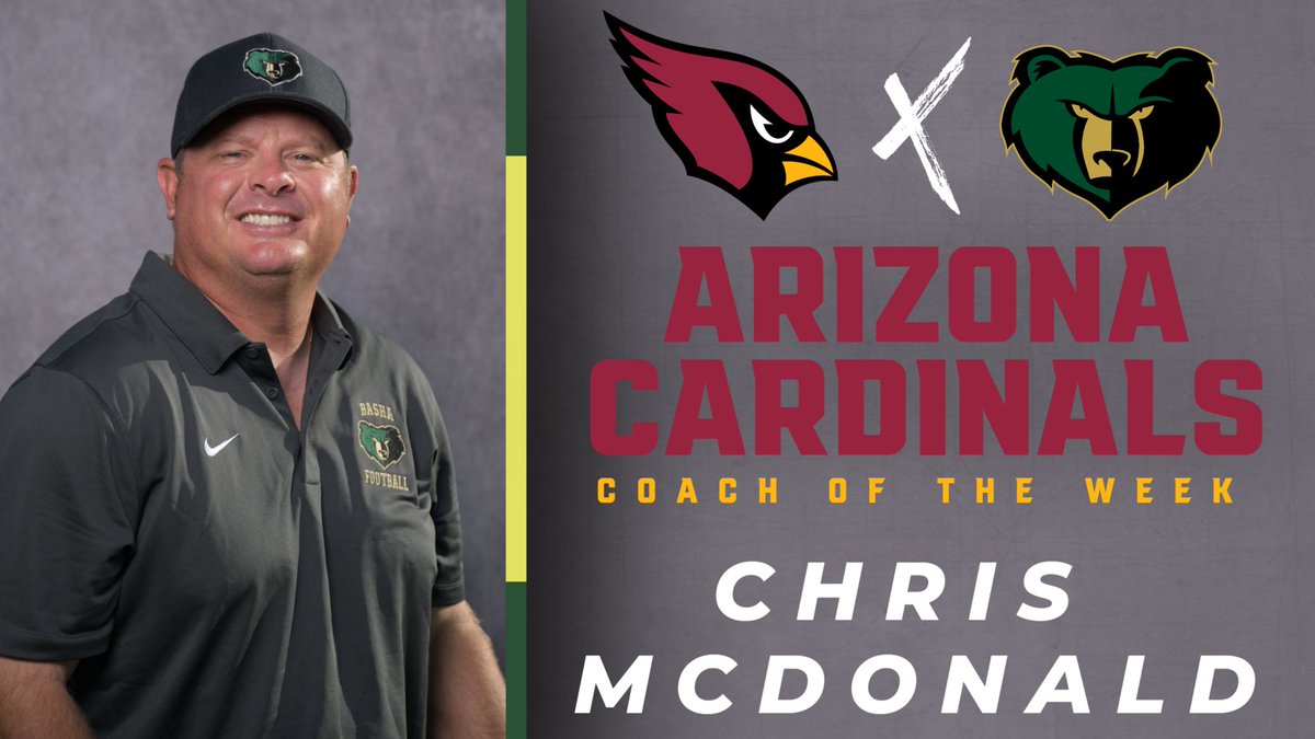 bashagridiron's tweet image. Congratulations to Head Coach Chris McDonald on being named the Arizona Cardinals Coach of the Week.