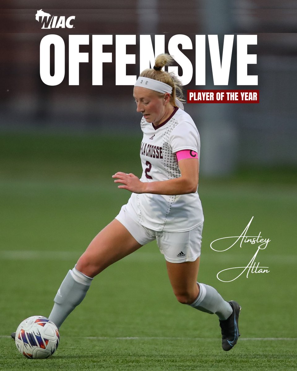 UWL_Soccer's tweet photo. 👑 WIAC Offensive Player of the Year 👑 
Ainsley Allan, you dog 
#UWLSoccer #OneTeamOneDream  
@UWLAthletics @wiacsports https://t.co/kOGfZ4e8nu