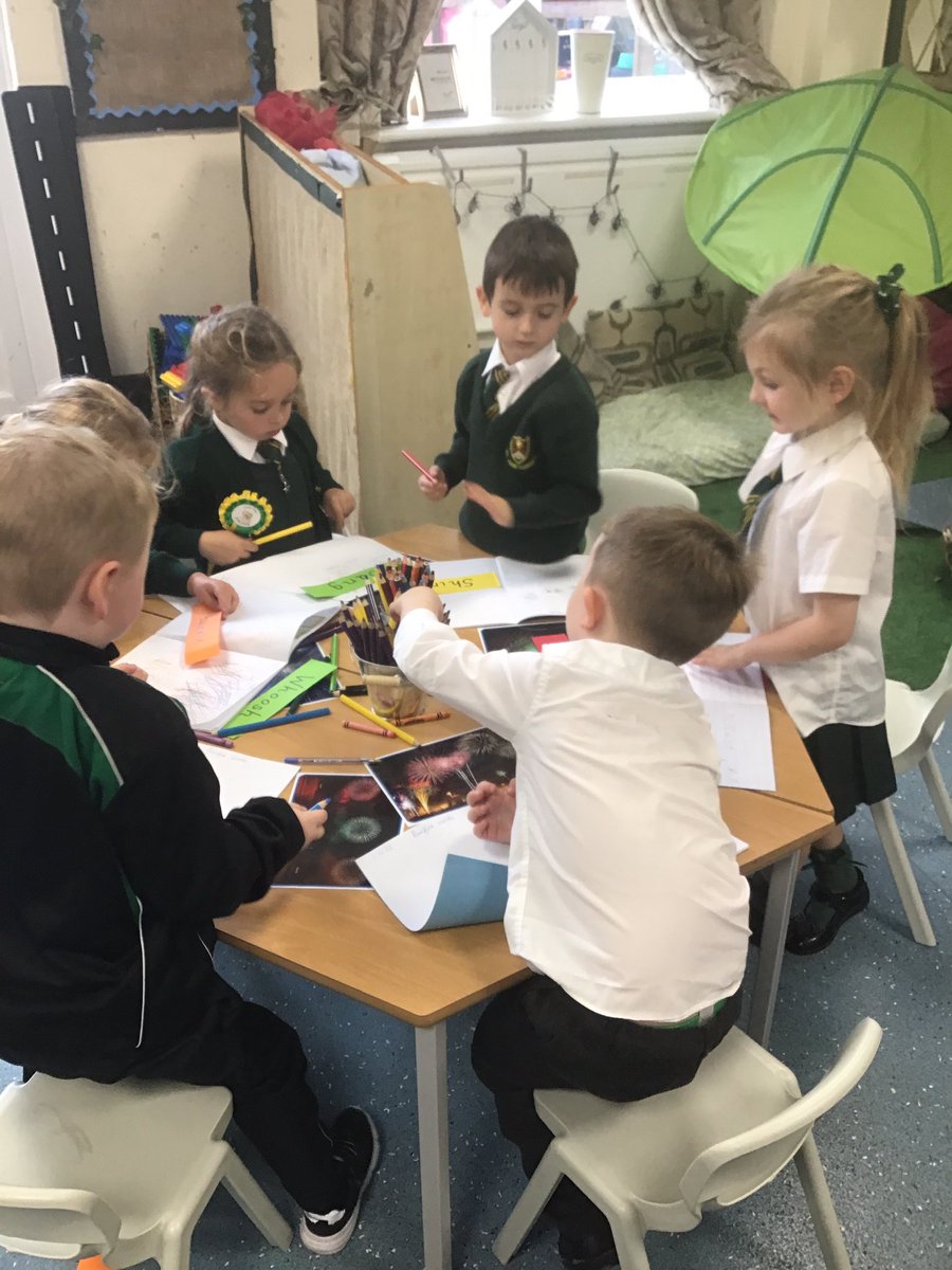 sjvblackpool's tweet photo. We drew fireworks then added words to describe bonfire night. We tried really hard to form our letters correctly. #SJVRA #SJVWriting https://t.co/9SBpQzVVdt