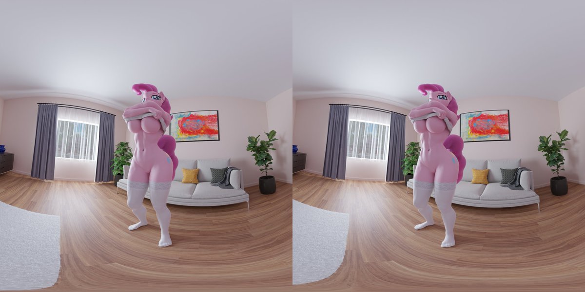 Last month's VR version of pinned pic
Better quality derpibooru.org/images/2979637

There are more versions with c0ck and lingerie. patreon.com/posts/pinkie-v…
7 VR versions, 21 normal versions

The VR version of Sunny picture is also rendering now. A bit more interesting because it's POV