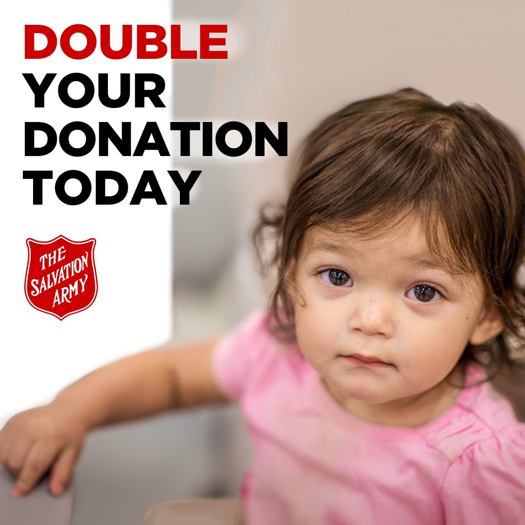 Today, you can double your impact and help 2X as many neighbours in need. Your gift will be matched and provide twice as much food and hope. 

donate.salvationarmy.ca/page/69490/don…

#GivingHopeToday