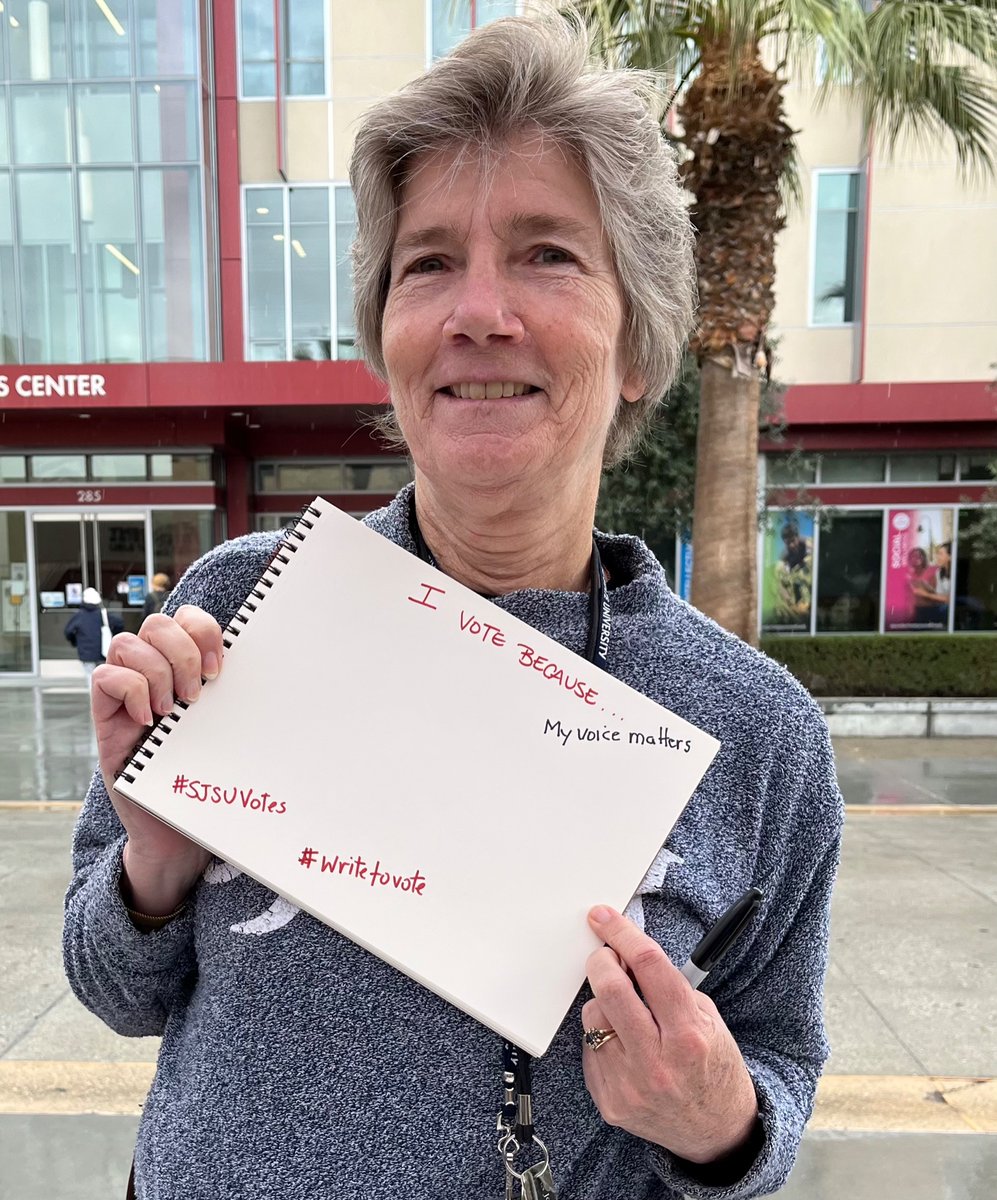 SJSUvotes's tweet image. Spartans! Tell us why you’re voting! #sjsuvotes #WriteToVote @sjsu