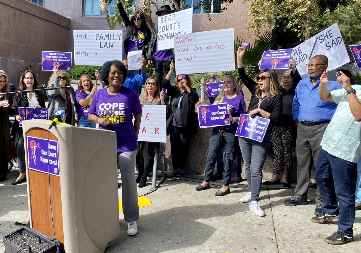 AsmTinaMcKinnor's tweet photo. Proud to stand with @seiu721 in demanding fair wages for court reporters in Family and Probate Court. It’s an easy call do the right thing. #standwithlabor https://t.co/VTHUdCl9e5