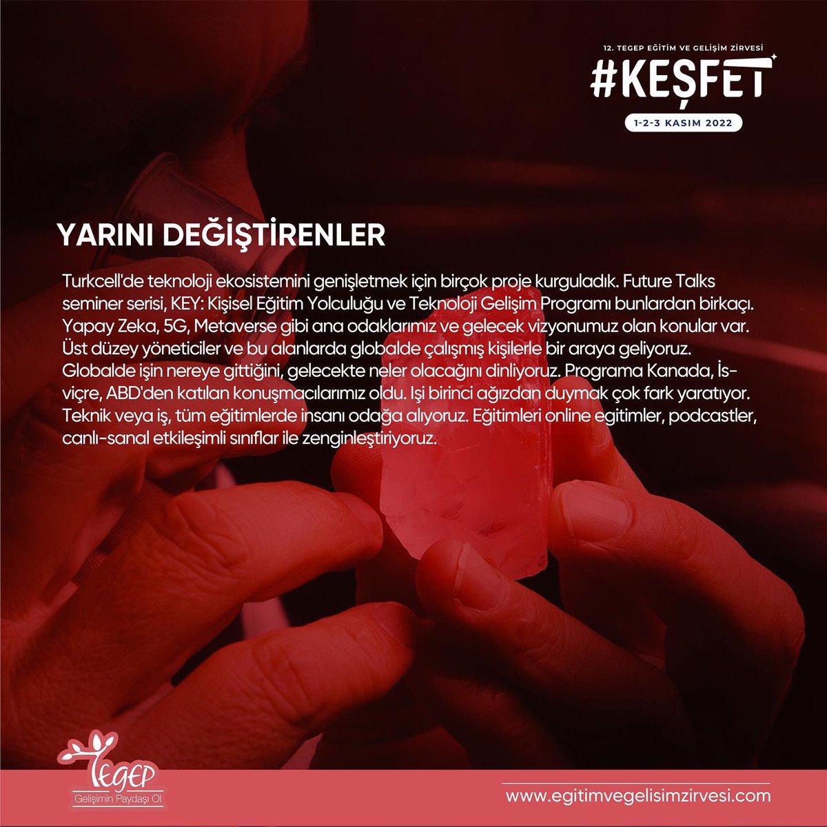tegepdernek's tweet photo. Turkcell Akademi Program Yöneticisi  Erkan Oruçoğlu  ve  Turkcell Akademi Ürün Yöneticisi Miray Tepe’nin ‘Yarını Değiştirenler’ başlıklı oturumundan notlarımız şöyleydi.

.
.
#egz2022 #egitimvegelisimzirvesi2022 #tegepzirve2022 #tegep #keşfet https://t.co/x2Z2asoSJU
