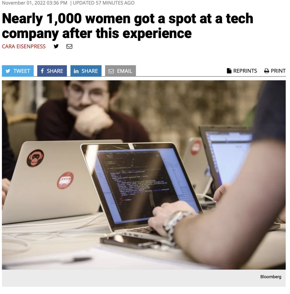 . <a href="/CrainsNewYork/">Crain's New York</a> wrote about our Sprinternship™ program yesterday! Read the story: 
bit.ly/3NsOx9E

#womenintech #diversitywins #breakthroughwomen #women #technology #innovation #education #whitepaper #breakthroughtech