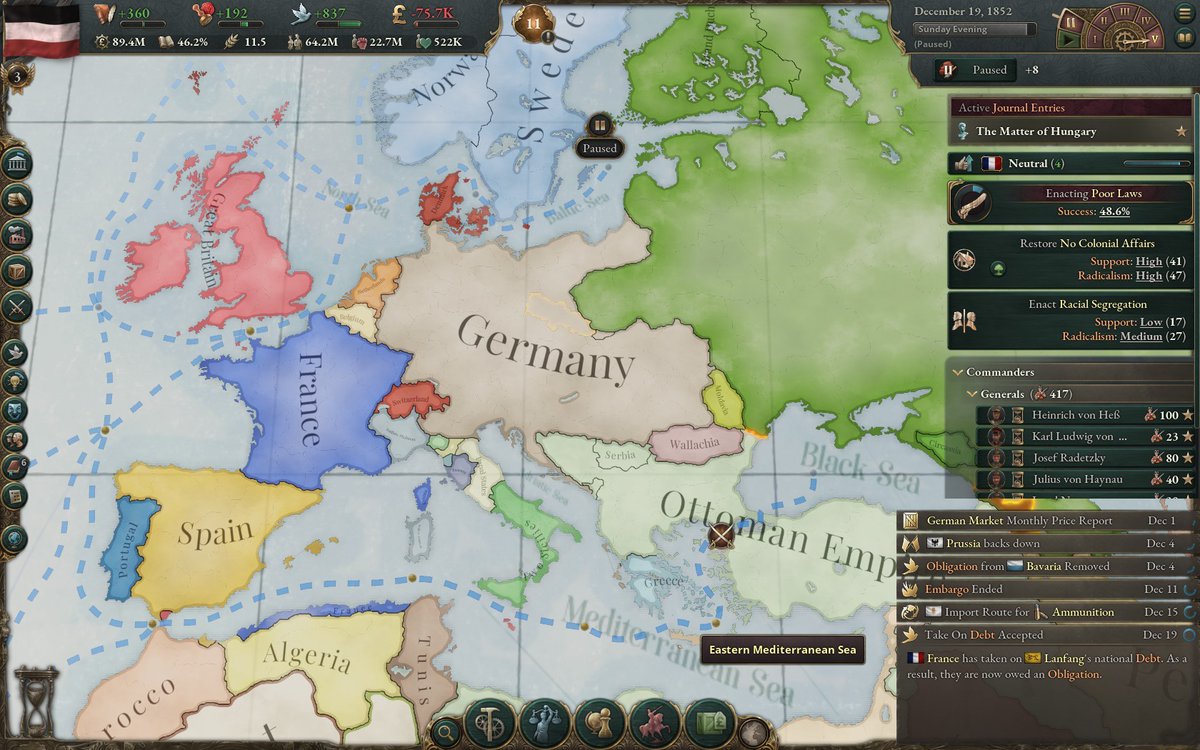 Finally united Germany with Austria. Radicals are just a number #Victoria3