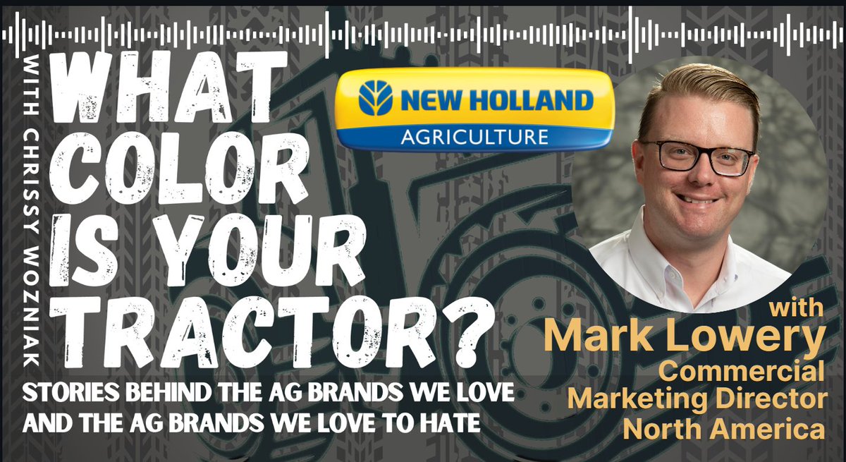 NorthAmericaAg's tweet photo. In this episode of What Color is Your Tractor Chrissy Wozniak hears the story of @NewHollandAG. Learn how this company who didn't start out making tractors became one of the largest ag brands in the world! Listen Here https://t.co/FTvqLulTjl 
#whatcolorisyourtractor https://t.co/d0dH61zhCb