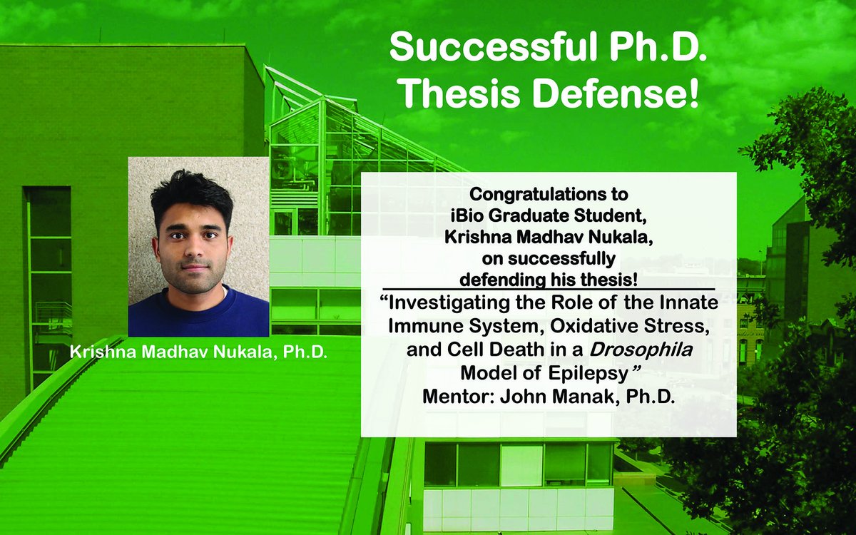 uiowabiology's tweet photo. Congratulations to Krishna Madhav Nukala on his successful thesis defense on October 28, 2022! Krishna is a PhD student in the Integrated Biology (iBio) Graduate Program. His mentor is John Manak,PhD, Professor in the Department of Biology. https://t.co/Wuoo2qaliu