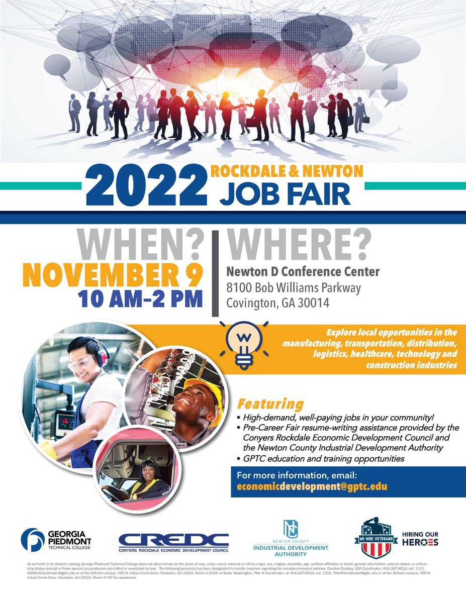 Join us for a Job Fair on Nov. 9 from 10 - 2 at the Newton Conference Ctr‼️ Meet face-to-face with representatives from multiple industries. Come ready to get hired and get to work🌟