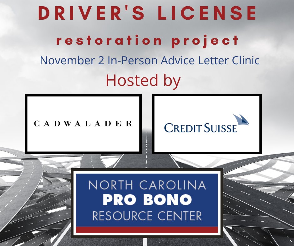 ncprobono's tweet photo. Thank you to @Cadwalader and @CreditSuisse for hosting an in-person Driver's License Restoration Advice Letter Clinic in Raleigh today!

#driverslicenserestoration #probono https://t.co/LHMqfgcI89