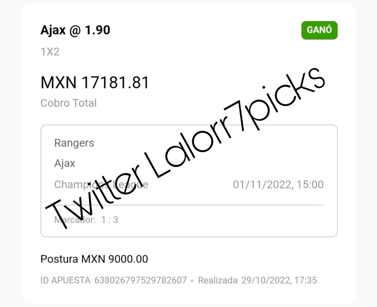 Lalorr7Picks's tweet photo. $53,000 mil de ganancia en esta jornada de #ChampionsLeague 

100REETWEETS Y LES REGALO LA JUGADA CHIDA DE #europaleague https://t.co/w8ID49qwZw