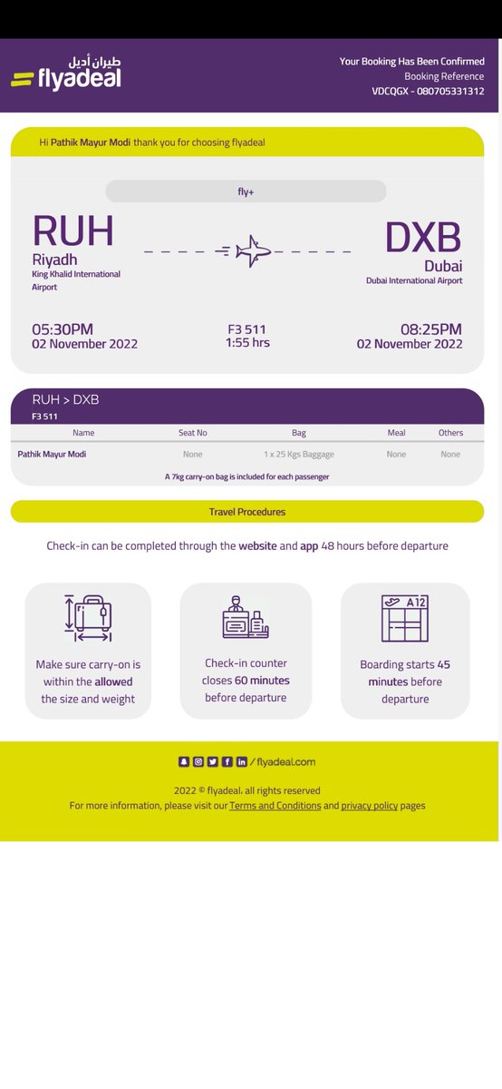 AnEventManager's tweet image. @flyadeal 
My RUH to Dubai Flight no. F3 511 WAS DELAYED FOR MORE THEN 3 HOURS. NO MEALS PROVIDED IN FLIGHT. IN FACT MY SEAT 6D, ARM REST WAS BROKEN SO REQUESTED CABIN CRE TO CHANGE THENSEAT THAT ALSO NOT ENTERTAINED. I WANT TO CLAIM COMPENSATION FOE THIS DAMAGE AND ANNOYANCE.