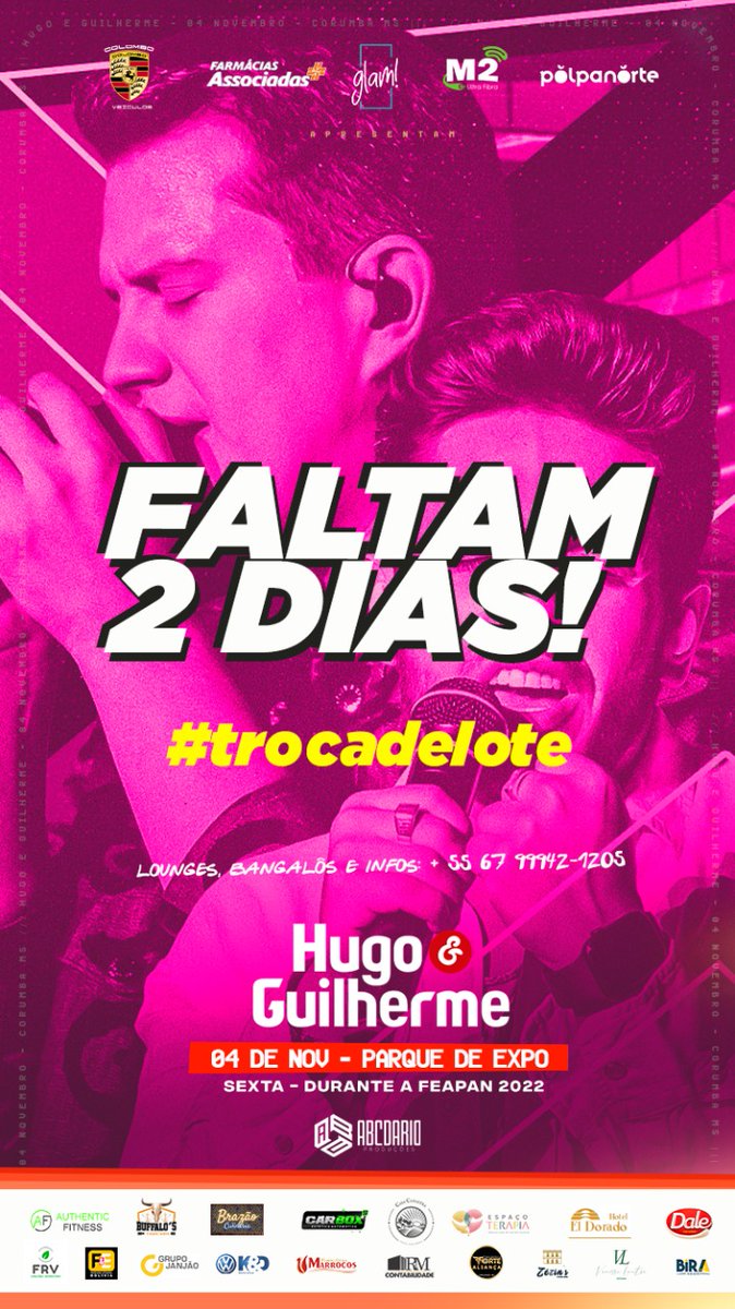 thiagor_corumba's tweet photo. Aindaaaaaaaaaaa dá tempo!! Faltam 2 dias e a ansiedade só aumenta! Vale demaissssss a pena!
Troca de Lote! Compre agora! Plantão de vendas até as 22 horas!
#hugoeguilherme #04nov #parquedeexpo #show #corumba #bolivia #ladario #trocadelote https://t.co/mPs4e31U4z