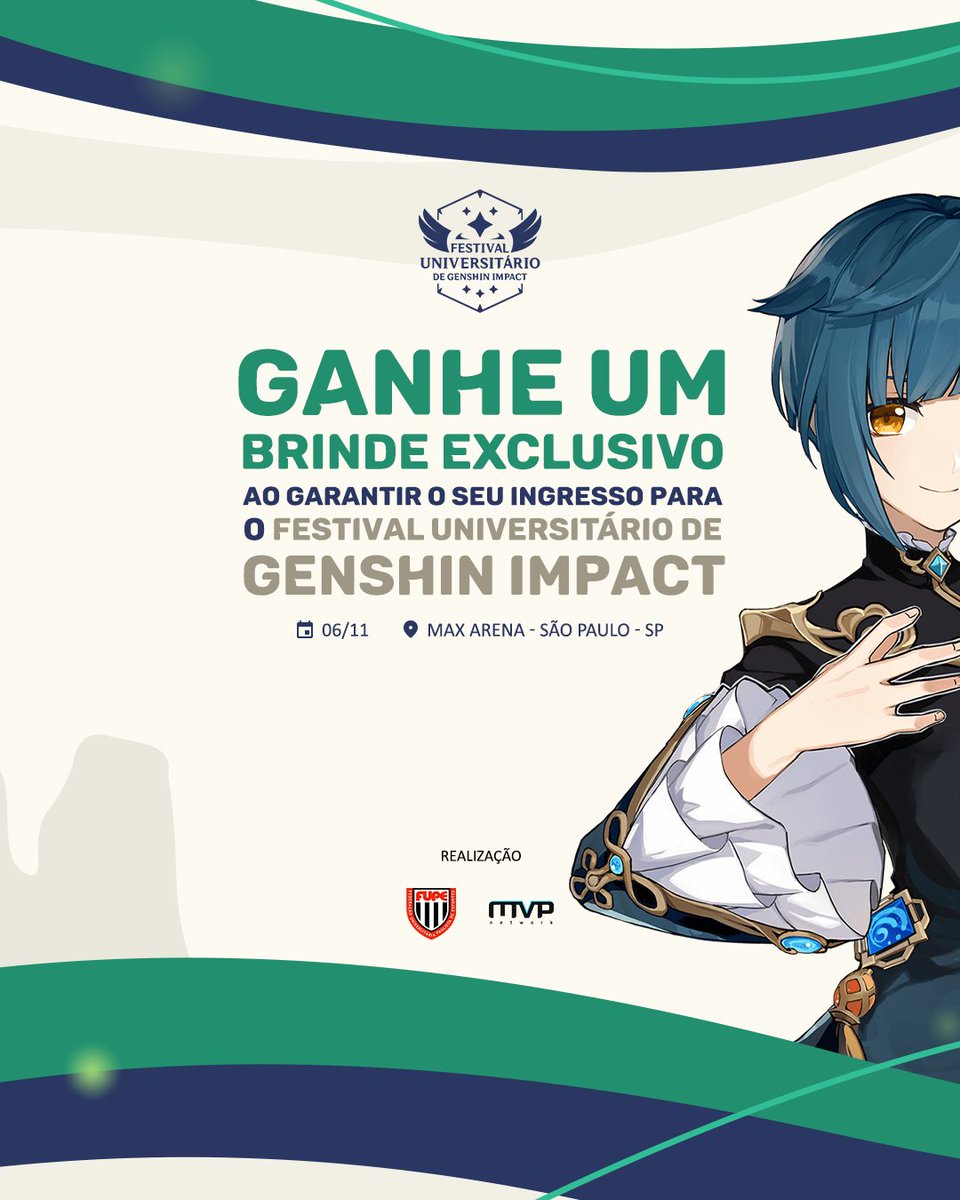 fupeoficial's tweet photo. A final será realizada no dia 06/11, ansiosos?
O festival será realizado no MAX Arena, garanta já seu ingresso: https://t.co/RxktPyttqa

Caso não consiga ir presencialmente, basta nos acompanhar na stream: https://t.co/nPvPTujC4X 

#GenshinImpact32 #GenshinFestival https://t.co/fi675CwIwr
