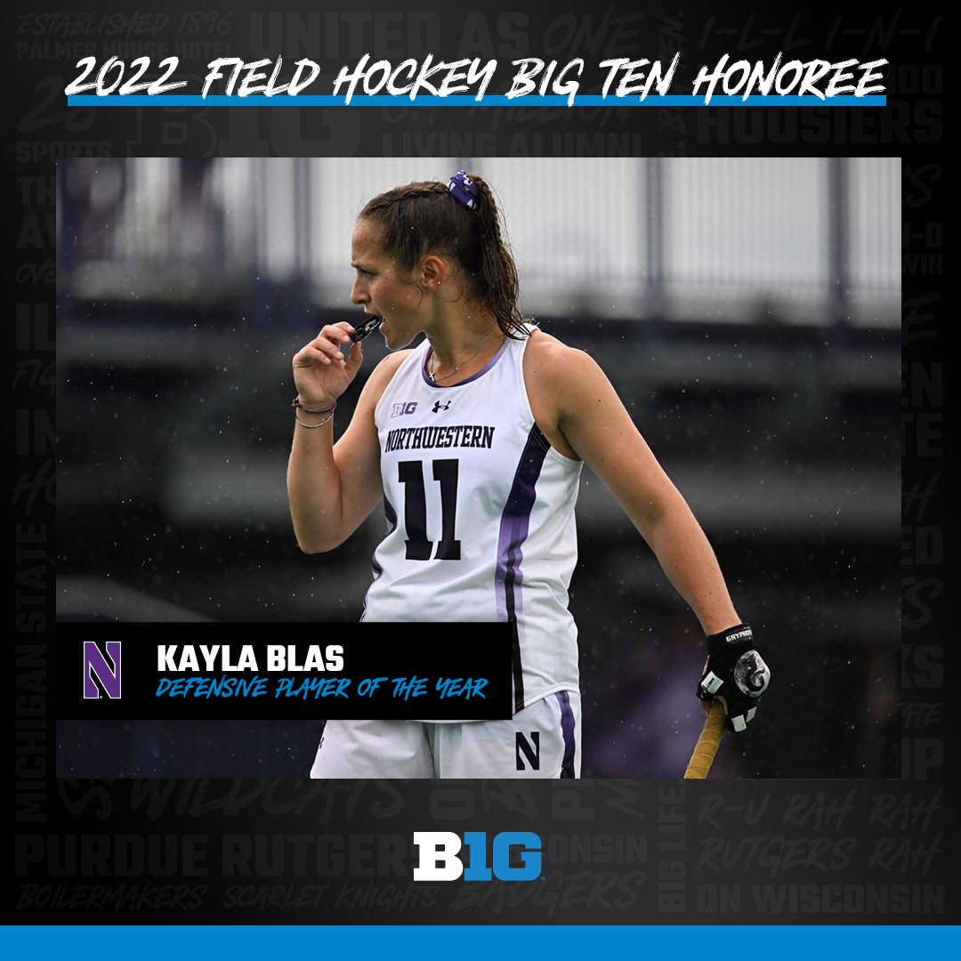 🏆 #B1GFH Awards 🏆 Kayla Blas of @NUFHCats is the #B1G Defensive Player of the Year! bit.ly/3h6J8ch