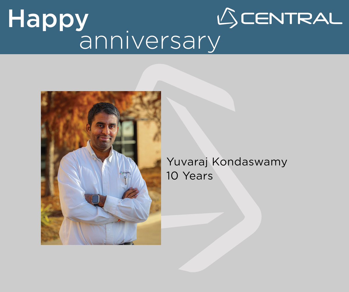 MyCentralCOOP's tweet photo. Happy work anniversary to Central employee Yuvaraj Kondaswamy! We appreciate your years of service! #InsideCentral https://t.co/oCVFlpL7yR