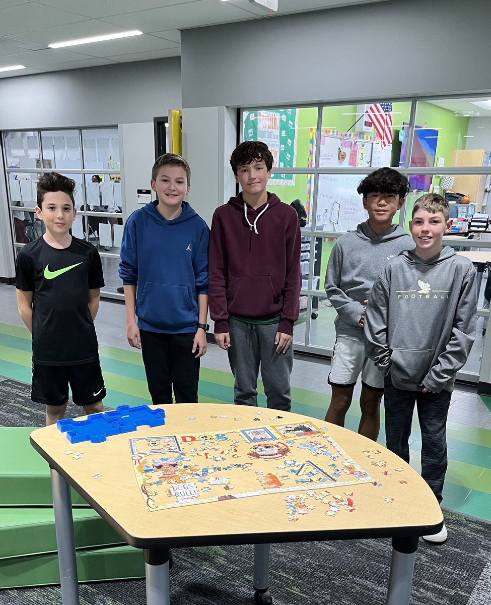 mrsphelpsteach's tweet image. We’ve been loving the addition of our puzzle table! Lots of students coming together to solve it &amp;amp; making great progress. Thanks @mrsjerger for the idea!