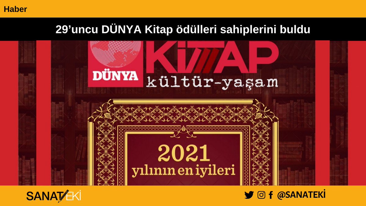 sanateki's tweet photo. 29'uncu DÜNYA Kitap ödülleri sahiplerini buldu.

Taksim Sofitel Otel'de düzenlenen ödül töreninde, 2021 yılı içeresinde yayımlanan kitaplar arasından, 11 kategoride ödül, sahiplerine verildi.

https://t.co/RCFu3zkwV2 https://t.co/LToQDZwVCa