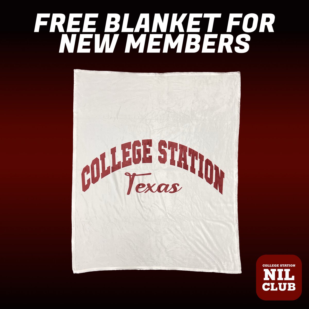 Join the College Station NIL Club for $25/month to support the players and get a free blanket!! 

Join at CollegeStationNILClub.com