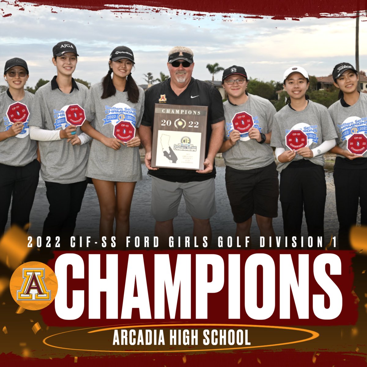CIFSS's tweet photo. CONGRATULATIONS to your 2022 CIF-SS @SoCaliFord Girls Team Golf Champions! πποΈββοΈ
Swipe β‘οΈ to see all 4 Division Champs!
β³οΈ D1: Arcadia HS
β³οΈ D2: @NHSTimberwolves
β³οΈ D3: Portola HS
β³οΈ D4: @MillikanHS
#CIFSSGolf https://t.co/UCHXgFpmkm