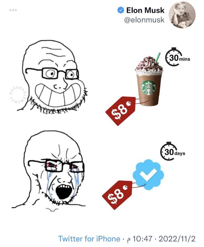 بعد حملة الانتقادات على قيمة التوثيق ، Elon Mask  عبر حسابه في تويتر👀