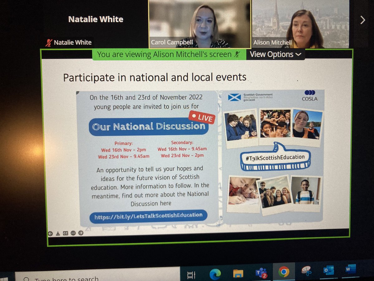 Loved the opportunity to engage in the National Discussion. We all have the chance to be heard, let’s demonstrate to our young people what authentic collaboration can look like and help to change Ed in Scotland to better meet the needs of future generations #TalkScottishEducation