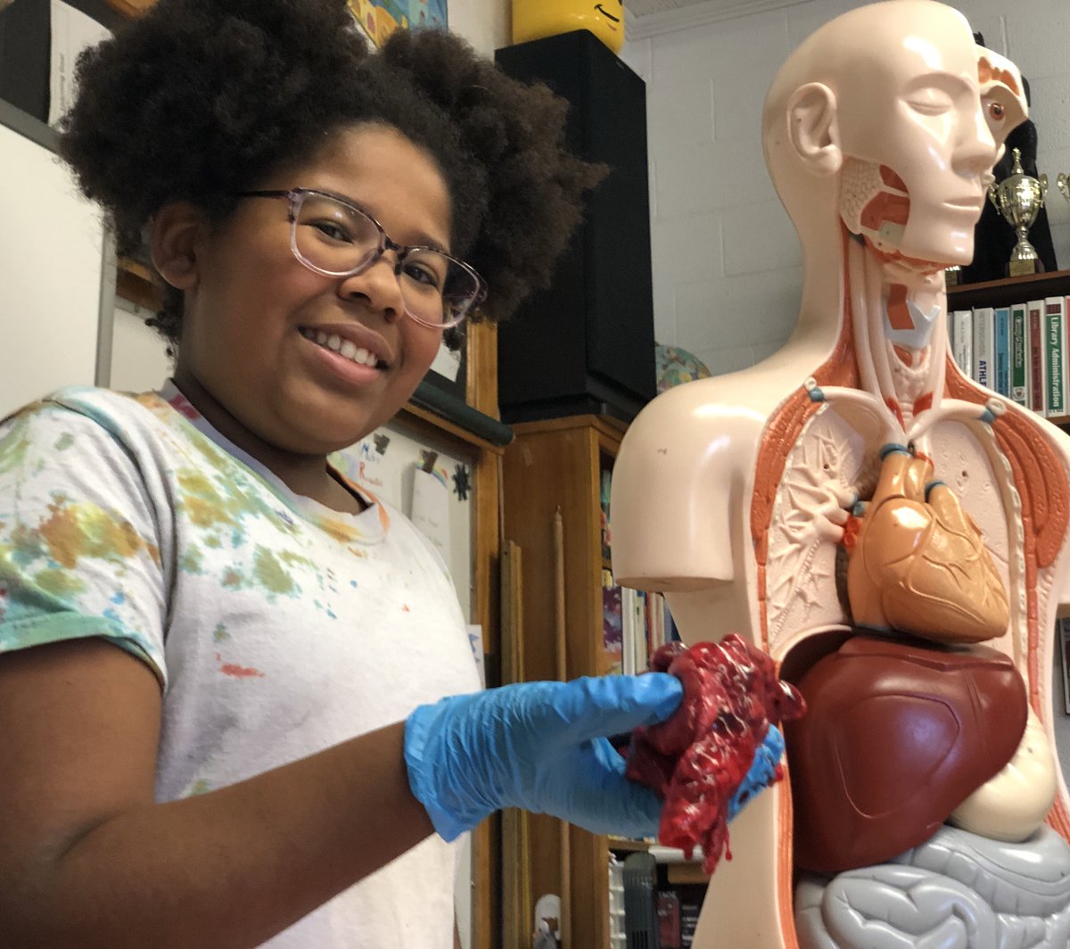 MrKSDyck's tweet photo. Grade 5s @PortWellerPS learning more about our #CirculatorySystem with an actual #PorkHeart with access to the left and right #Ventricles! #Science #Biology #HumanOrganSystems #4Chambers #Valves #MuscleTissue https://t.co/6N61dvv1Lm