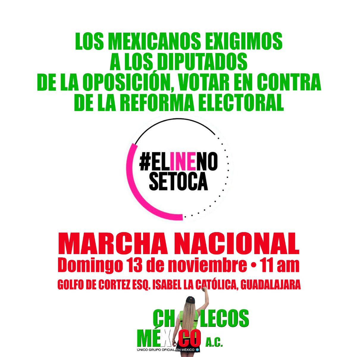 En Guadalajara ya estamos listos para defender al @INEMexico Domingo 13 de noviembre a las 11, frente a las instalaciones del INE en Jalisco. #YoDefiendoAllNE #ElINENoSeToca