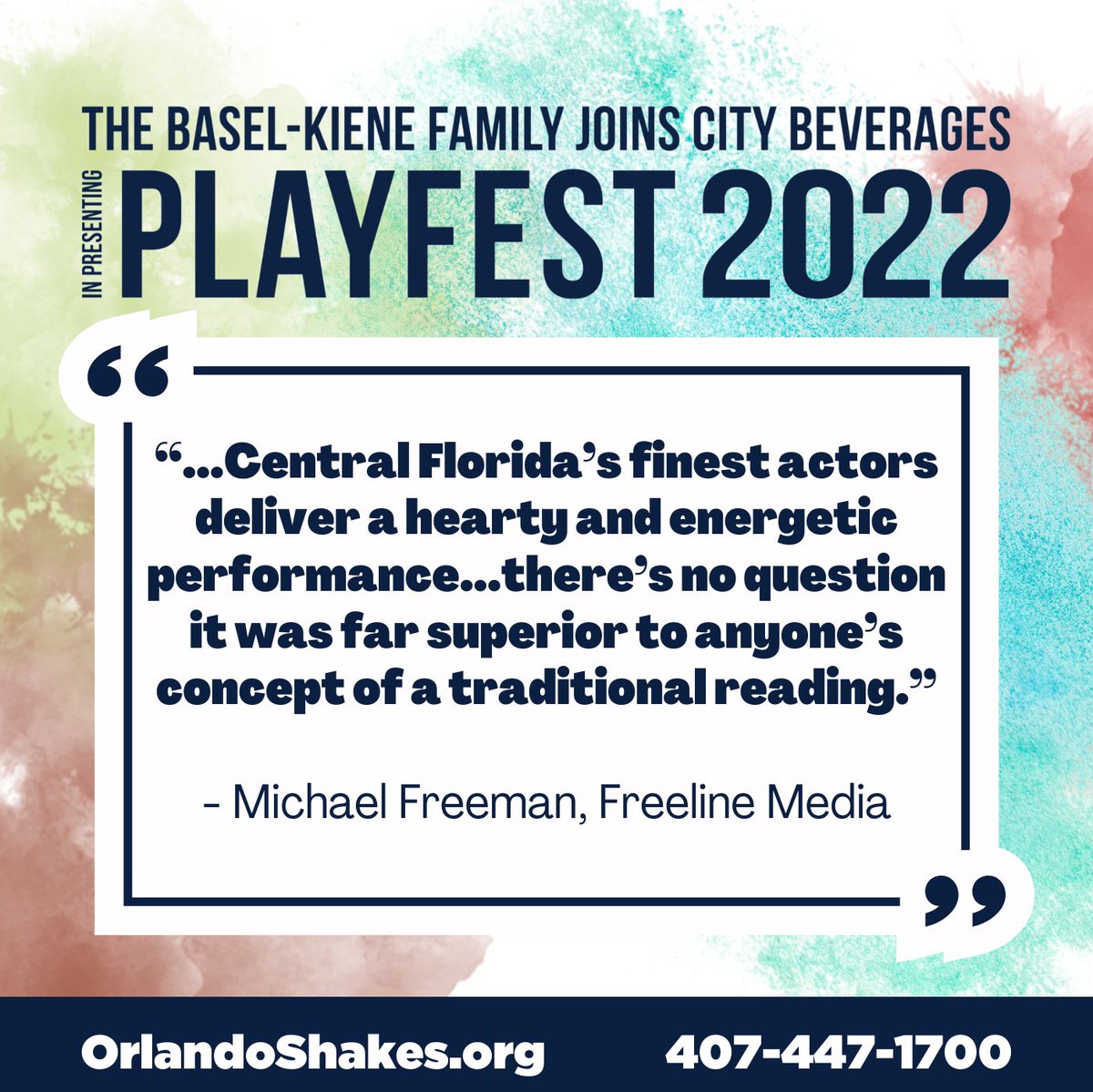OrlandoShakes's tweet image. FREELINE MEDIA ARTICLE: ‘Juan Garcia’ Helps Kick off PlayFest at Orlando Shakes

Many thanks to Michael Freeman for his review of PlayFest, which you can read at freelinemediaorlando.com/juan-garcia-he…

Get your PlayFest tickets now by calling 407-447-1700 or visiting orlandoshakes.org/playfest2022/